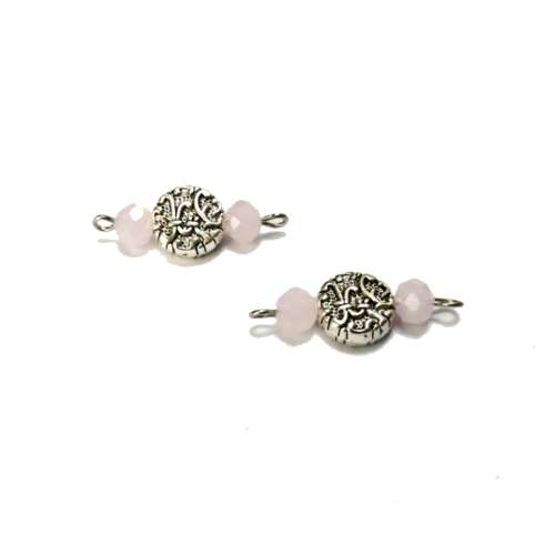 Beads / Crystal Bead Connector - p. 1pc  - mat rose - 26x10mm / Beads for crafting
