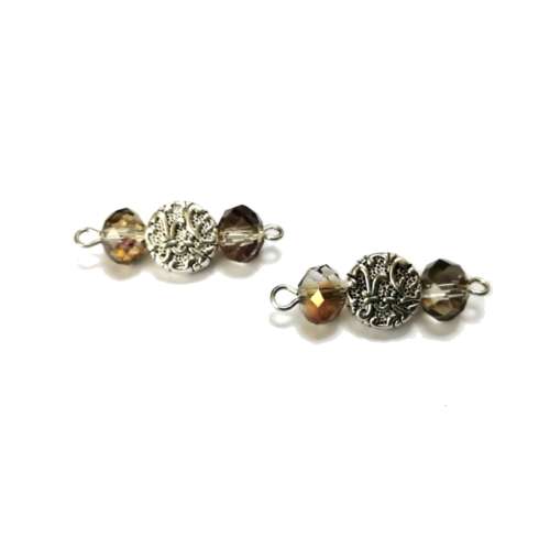 Beads / Crystal Bead Connector - p. 1pc  - shiny brown - 26x10mm / Beads for crafting