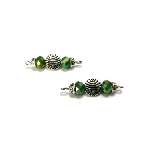 Beads / Crystal Bead Connector - p. 1pc  - shiny green - 28x8mm / Beads for crafting