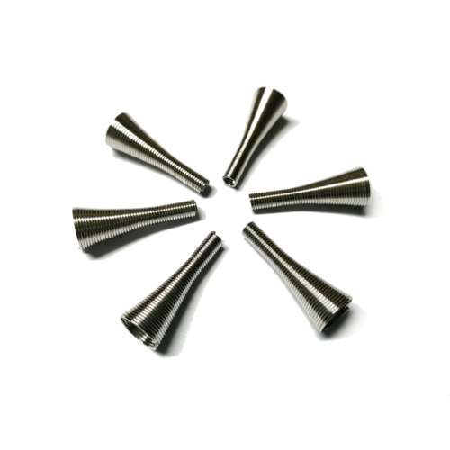 Cord Ends Cone  RHODIUM WIRE - 6pcs  - 28x10mm