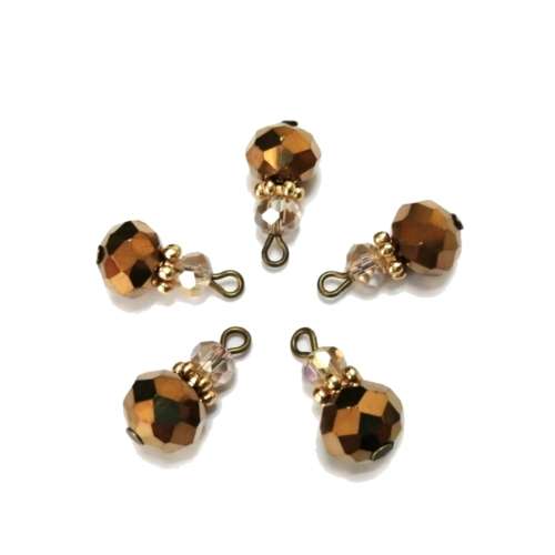 Pendant /19mm-Charm/Pendant-1pc- Crystal Beads copper brown 10mm/sand 6mm /Pendant for crafting
