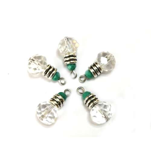 Pendant /19mm-Charm/Pendant-1pc- Crystals lolorless 10mm, turquoise 4mm /Pendant for crafting