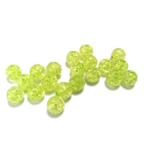 Beads / Acrylic Beads - 8mm -  20 pcs - light green - glass crackle optic / Beads for crafting