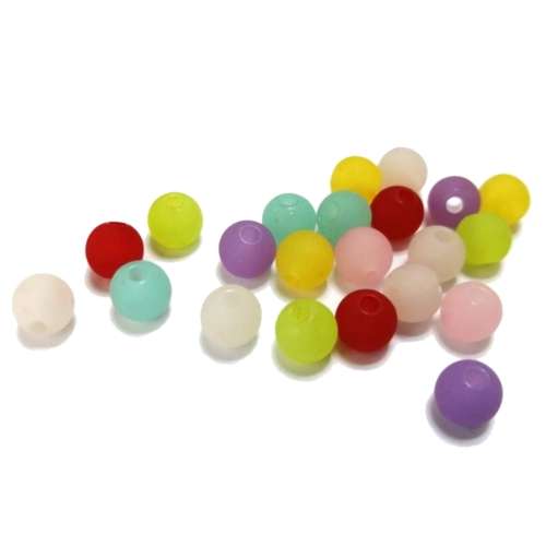 Beads / Frost Acrylic smooth Beads - 8mm -  20 pcs - colormix / Beads for crafting