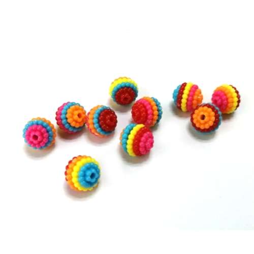 Beads / Colorful Acrylic Hippie Beads - 10mm -  10 pcs - / Beads for crafting