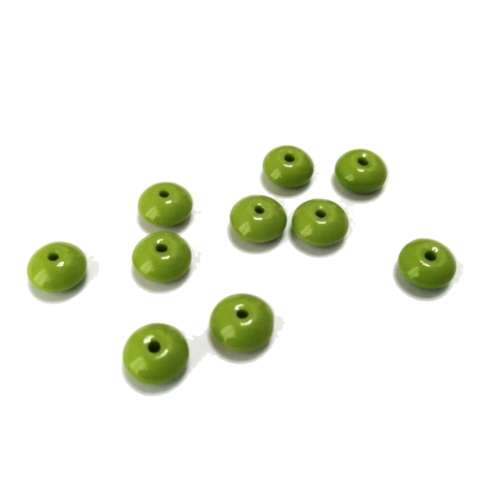 Beads / Pure Glass Beads  - green- 10pcs  - 8mm lentils / Beads for crafting