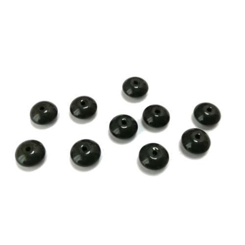 Beads / Pure Glass Beads  - anthracite- 10pcs  - 8mm lentils / Beads for crafting