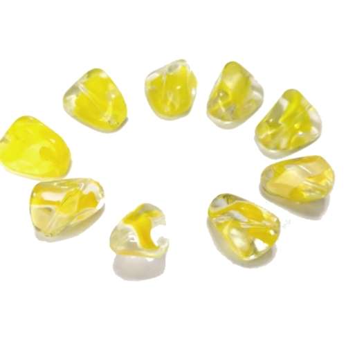 Beads / Glass Beads  - clear yellow filled- 9pcs  +/-17and 20mm / Beads for crafting