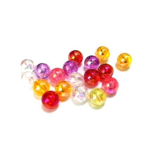 Beads / Acrylic Beads - 8mm -  18 pcs -glossy glass optic - color mix-  for jewellery crafting