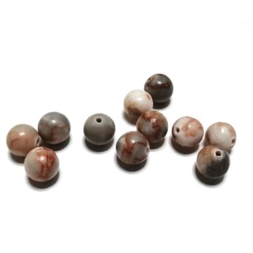 Beads - Red web Jasper Beads 11pcs  - 9mm -ball- Hole +/-1.0mm- Beads for crafting