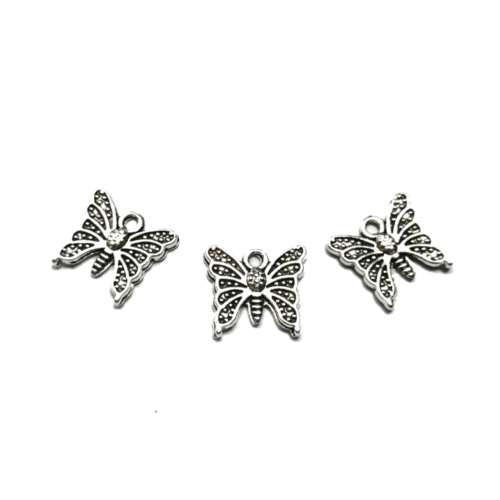 Pendants / Metal Pendant - 3pcs - 15x14mm Butterfly / pendants for crafting