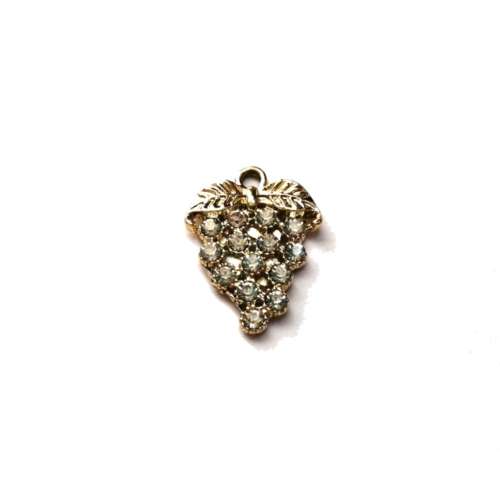 Pendants / Pendant - Gold Metal -Grapes with bling  - 1pc - 21x16mm / pendants for crafting