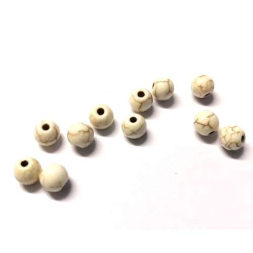Beads / Howlite   - 6mm ball - Stone Beads - 15pcs / Beads for crafting