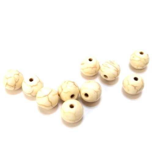 Beads / Howlite  Stone Beads 8mm- 10pcs -sand - ball / Beads for crafting