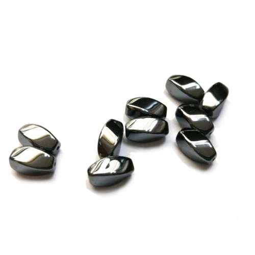 Beads - Hematite Beads - 10pcs  - 12mm x 6mm Twisted Shape / Beads for crafting