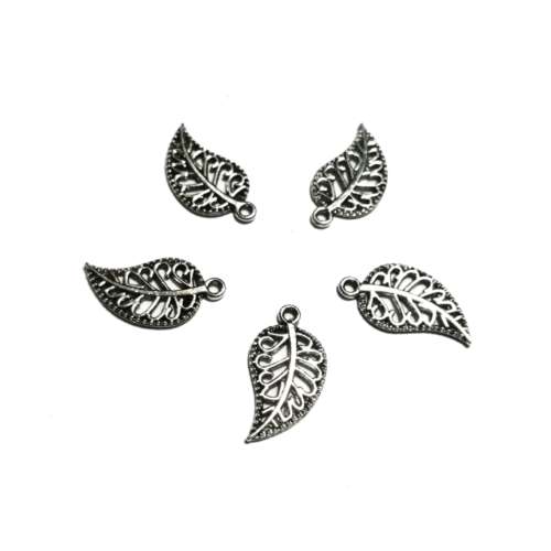 Pendants / Pendant - Silver Metal Leaves - 5pcs - 18x10mm / pendants for crafting