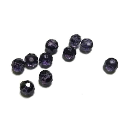 Beads - Crystal Beads  - 8mm -clear dark purple - 10pcs- Beads for crafting