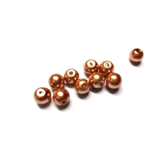 Beads / Glass Pearl Beads - 8mm - champagne beige  - 15pcs/ Beads for crafting
