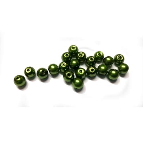 Beads - Glass Pearl Beads -6mm  -green - 20pcs- Beads for crafting