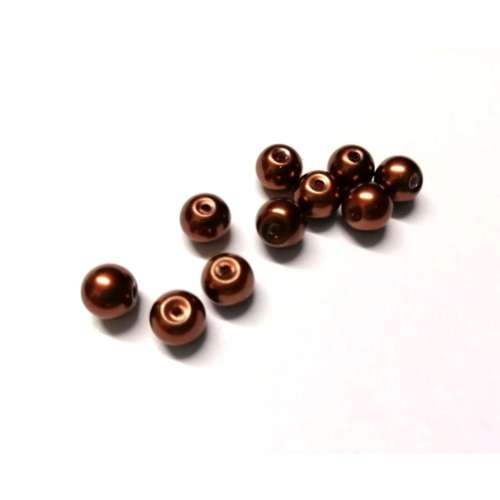 Beads /Glass Pearl Beads -  8mm  - brown - 15pcs / Beads for crafting