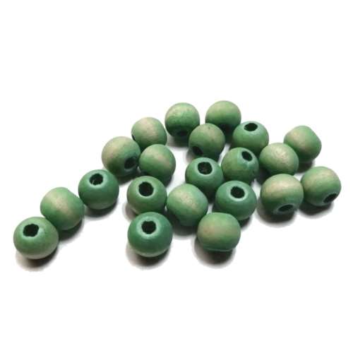 Beads / Wooden Beads - GREEN silk mat washed- 20pcs - 10mm / Beads for crafting