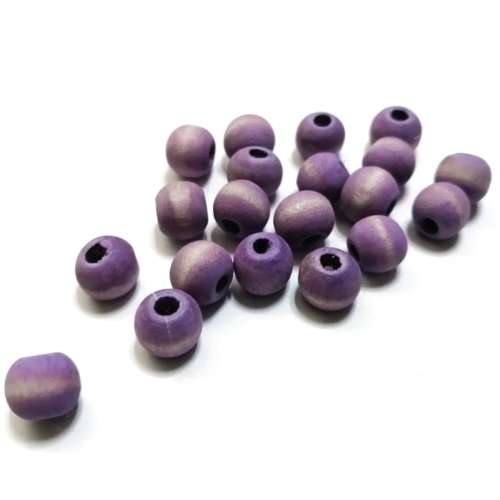 Beads / Wooden Beads - PURPLE silk mat washed- 20pcs - 10mm / Beads for crafting