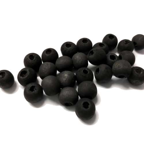 Beads / Wooden Beads - BLACK - silk mat washed- 20pcs - 10mm / Beads for crafting