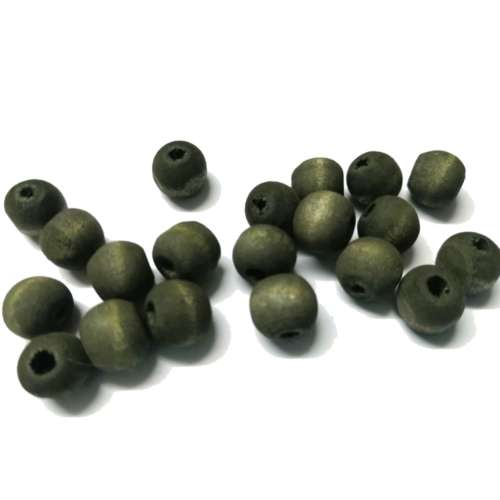 Beads / Wooden Beads - GREEN silk mat washed- 20pcs - 10mm / Beads for crafting