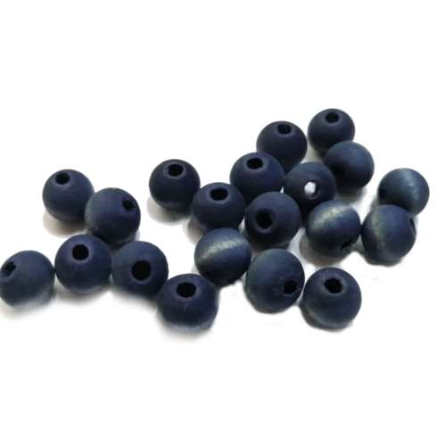 Beads / Wooden Beads - BLUE silk mat washed- 20pcs - 10mm / Beads for crafting