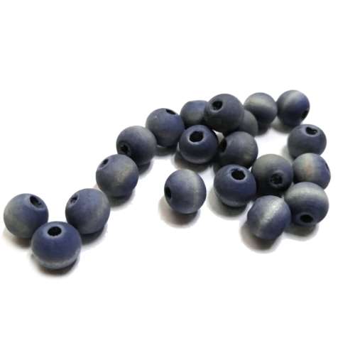 Beads / Wooden Beads - BLUE silk mat washed- 20pcs - 10mm / Beads for crafting