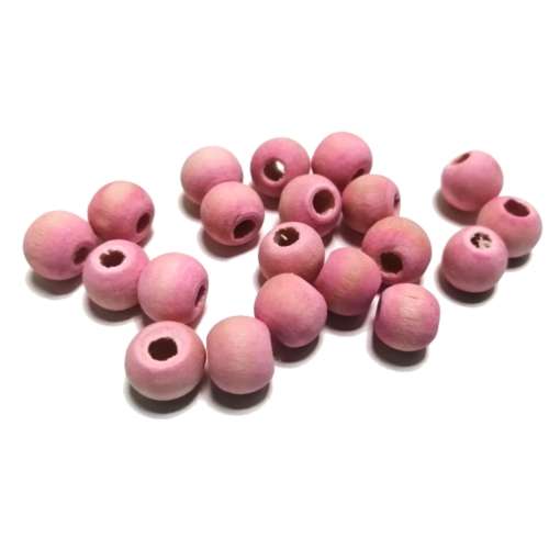 Beads / Wooden Beads - LIGHT PINK silk mat washed- 20pcs - 10mm / Beads for crafting