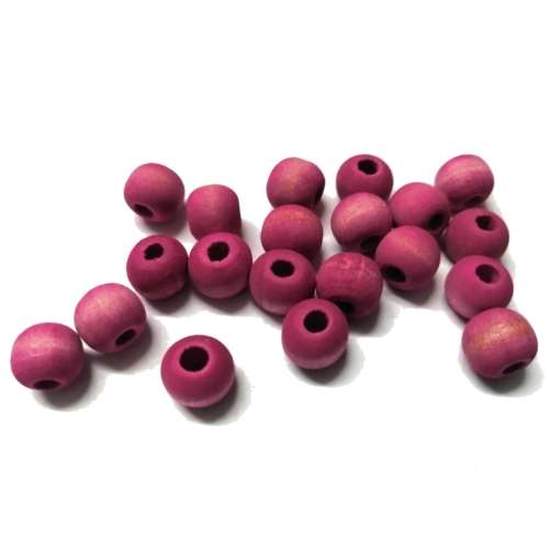 Beads / Wooden Beads - PINK- silk mat washed- 20pcs - 10mm / Beads for crafting