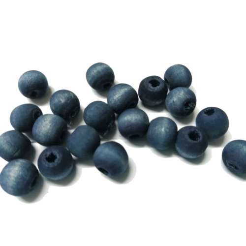 Beads / Wooden Beads - BLUE silk mat washed- 20pcs - 10mm / Beads for crafting