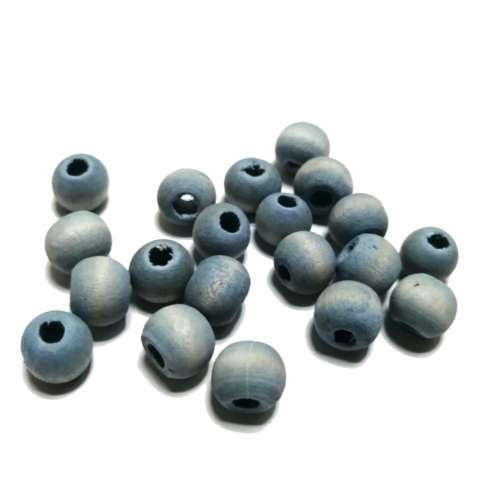 Beads / Wooden Beads - LIGHT BLUE silk mat washed- 20pcs - 10mm / Beads for crafting