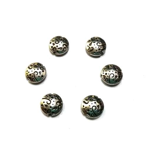 Beads / Metal Beads - 6pcs   - 10x4mm -massive / Beads for crafting