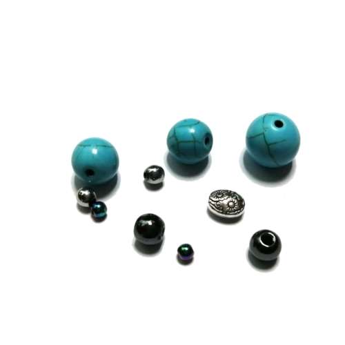 Beads  - Crafting Kid -Howlite - Hematite - Metal - 3- 12mm- 10pcs / Beads for crafting
