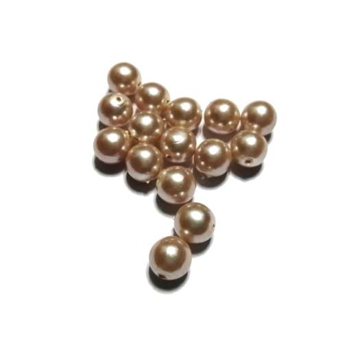 Beads / Glass Pearl Beads - 8mm- 15pcs  - creme beige - champagne / Beads for crafting