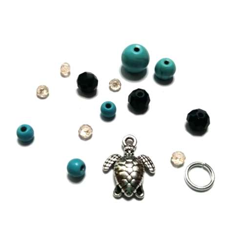 Beads / Howlite / Crystal MIX with- pendant 16mm - 15pcs  - crafting set / Beads for crafting