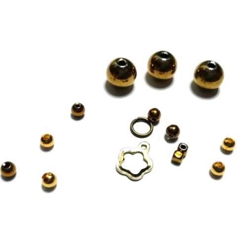Beads /Plated Hematite and Metal  beads (pendant 12mm)  15pcs/ Beads for crafting