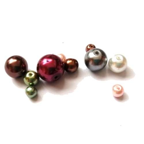 Beads - Glass Pearl Beads - 10pcs  color mix - 6-14mm- Beads for crafting