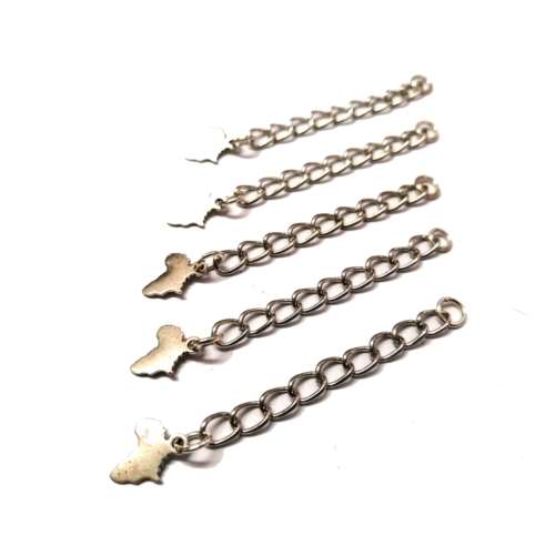 Chains / Extesion Chains with africa map / Rhodium color / 5cm+ / 5pcs / Beads for crafting