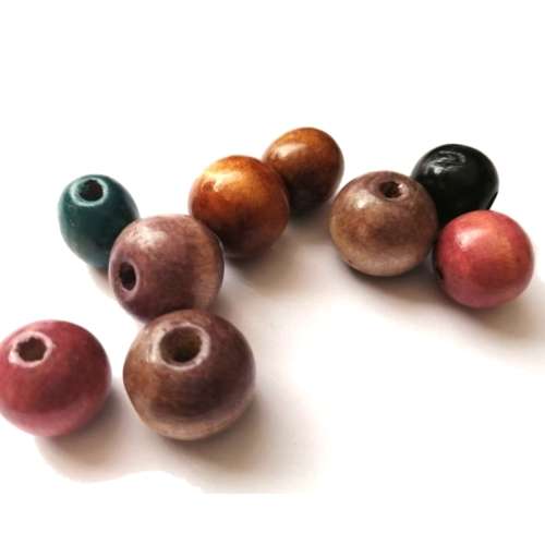 Beads / Wooden Beads -color mix - 9pcs - 14-20mm / Beads for crafting