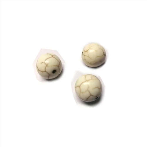 Beads / Howlite  - 14mm ball - Stone Beads - 3pcs / Beads for crafting