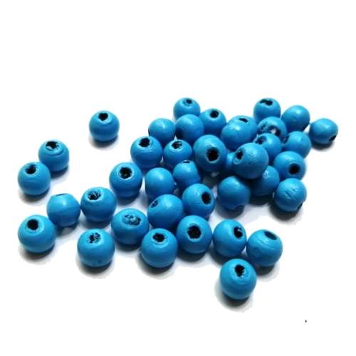 Beads / Wood Beads - sky blue- 40pcs - 8mm / Beads for crafting
