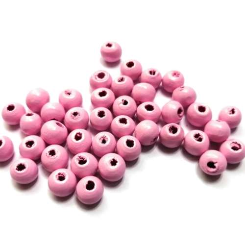 Beads / Wood Beads - pink- 40pcs - 8mm / Beads for crafting