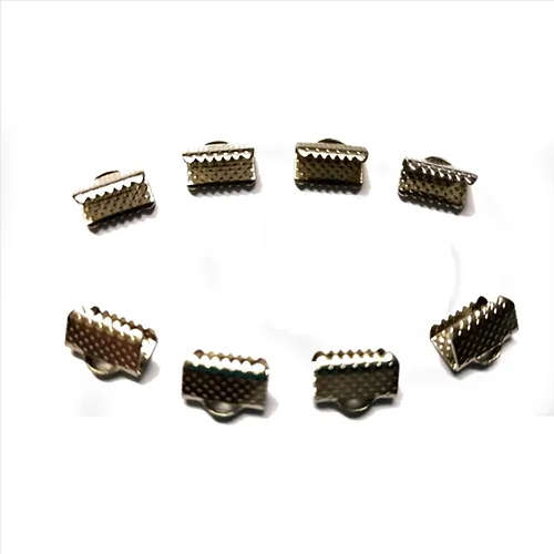 Springs Cord Ends / Ribbon Ends  -10pcs  - 10mm - Rhodium Color / Beads for crafting
