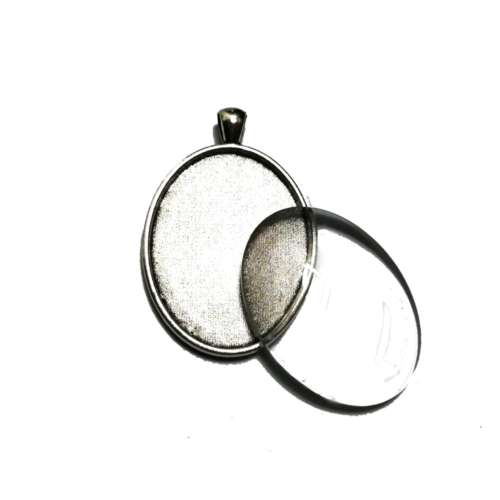 Pendants / Pendant tray  to fill  with Glass Dome - 1pc - 52x33mm oval / Pendants for crafting