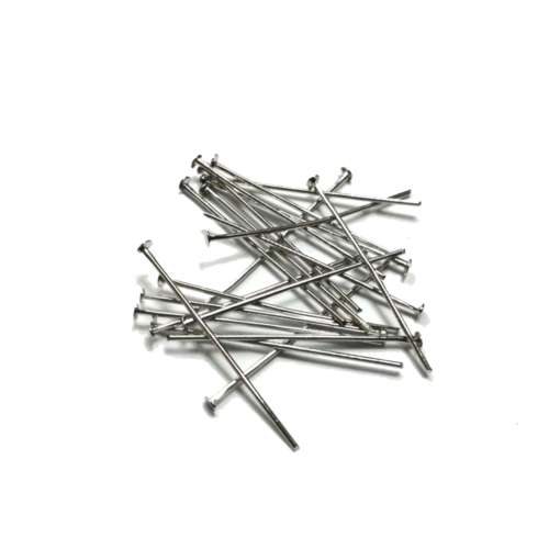 Findings / Head Pins - 20pcs  - 35mm - Rhodium Color NICKEL FREE / Findings for crafting