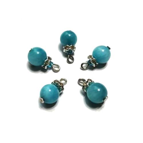 Pendant /Charm/Pendant - dyed Jade Bead 8mm and bling stones/ 1pc /Pendant for crafting