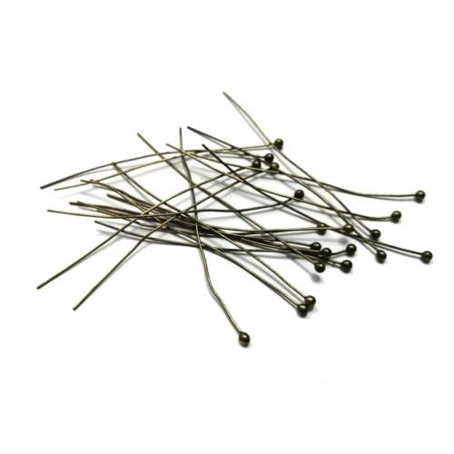 Findings / Ball Pins - 20pcs  - 50mm - Antique Gold - 0.5mm thickness / Findings for crafting